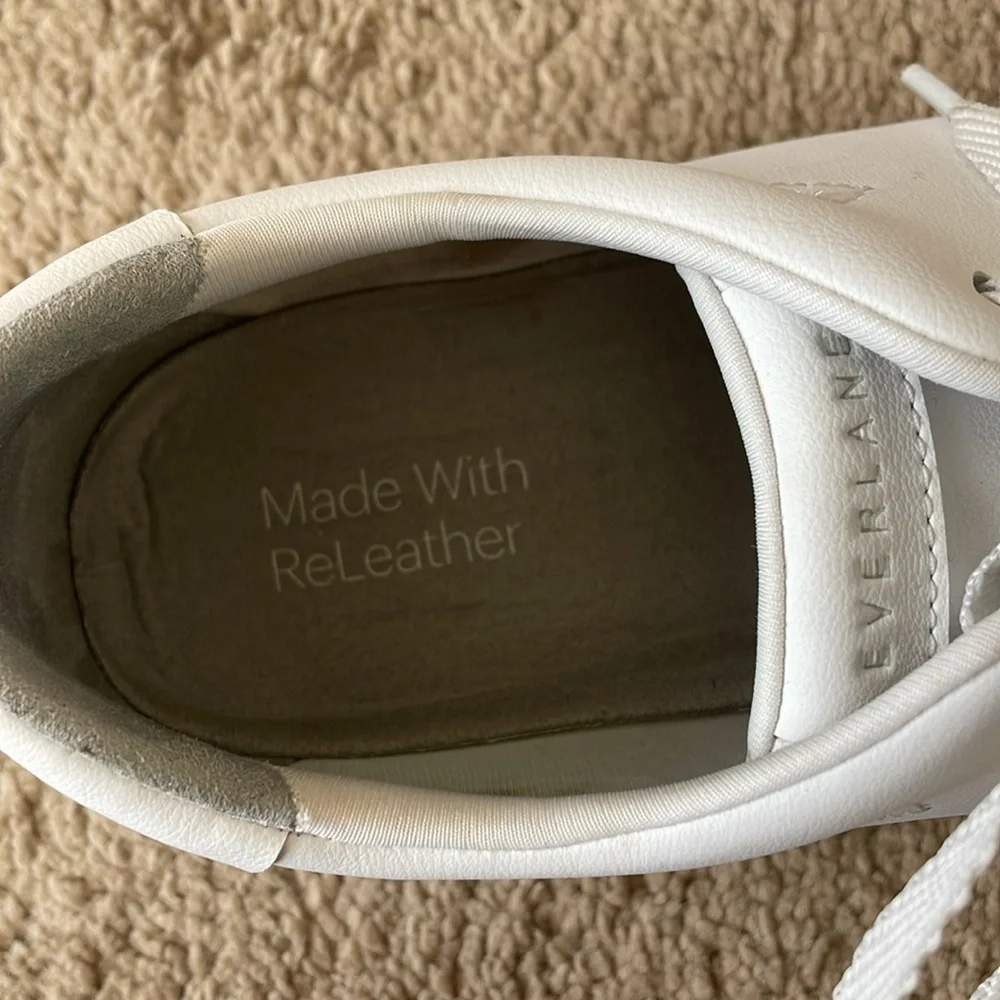 Everlane ReLeather White Sneakers Unisex Minimalist W’s 9.5 M’s 7.5 Shoes Casual